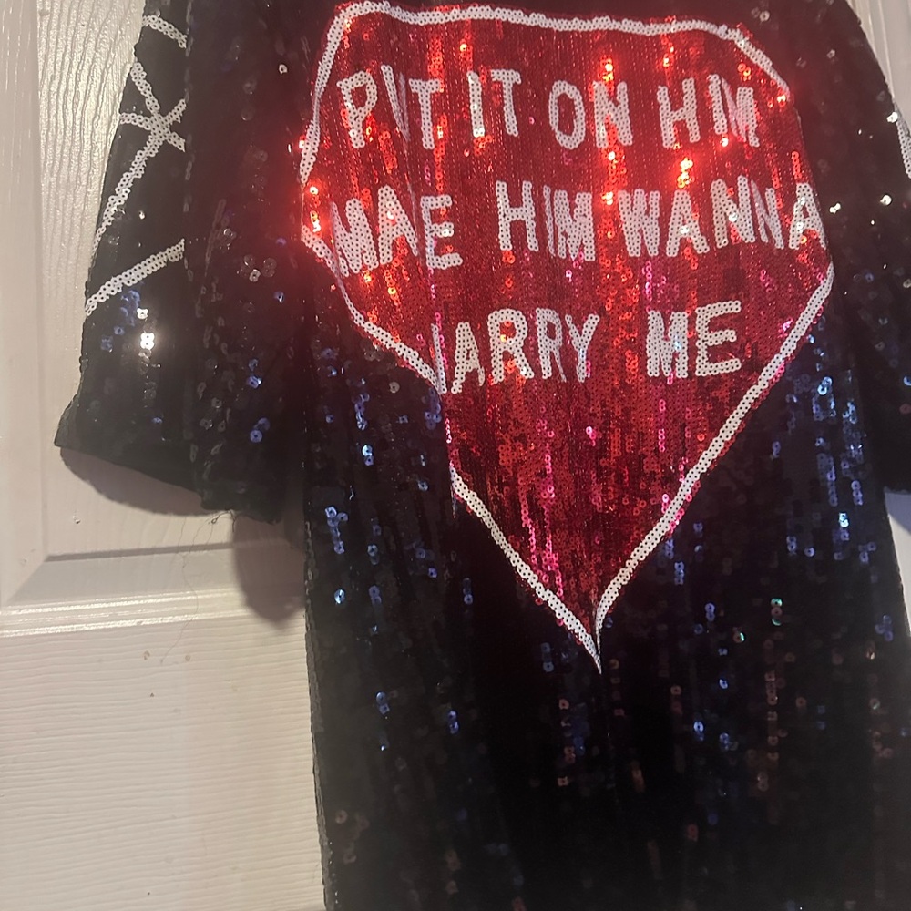 Black and Red Sequin Heart Dress